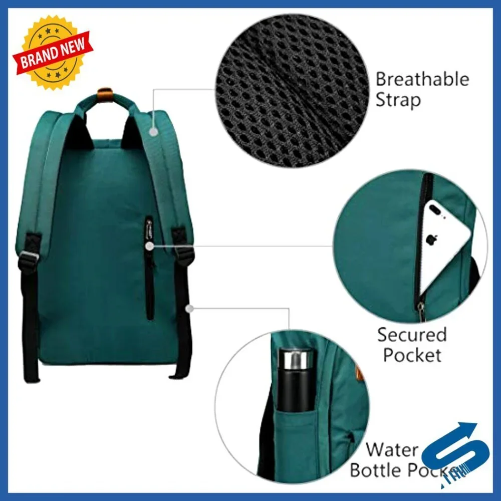 Vintage Water Resistant Daypack Casual Rucksack Unisex College Bookbag - Picture 5 of 6
